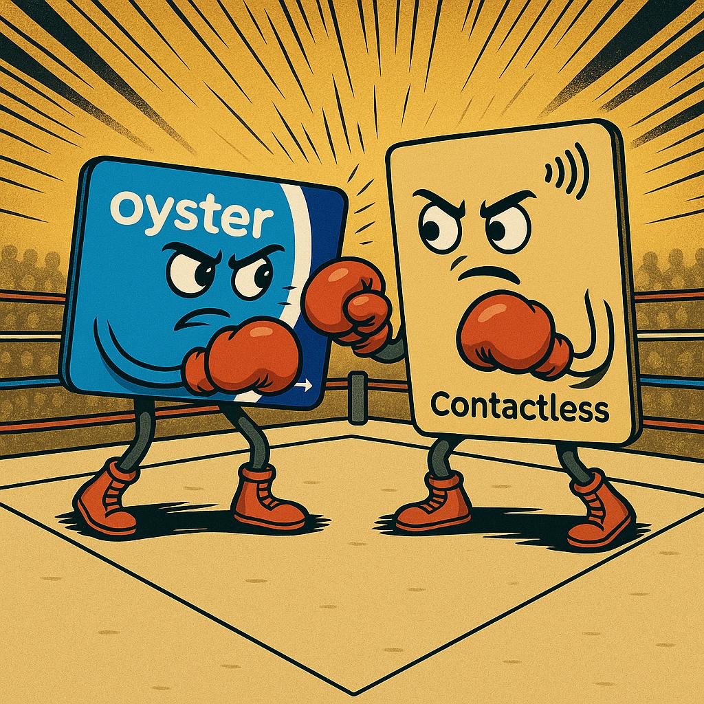 Oyter peleando con contactless